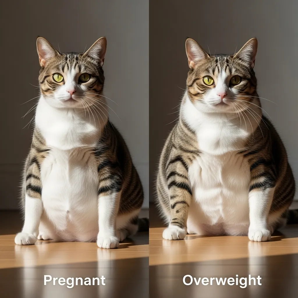 Pregnant cat vs fat cat: belly shape and firmness comparison