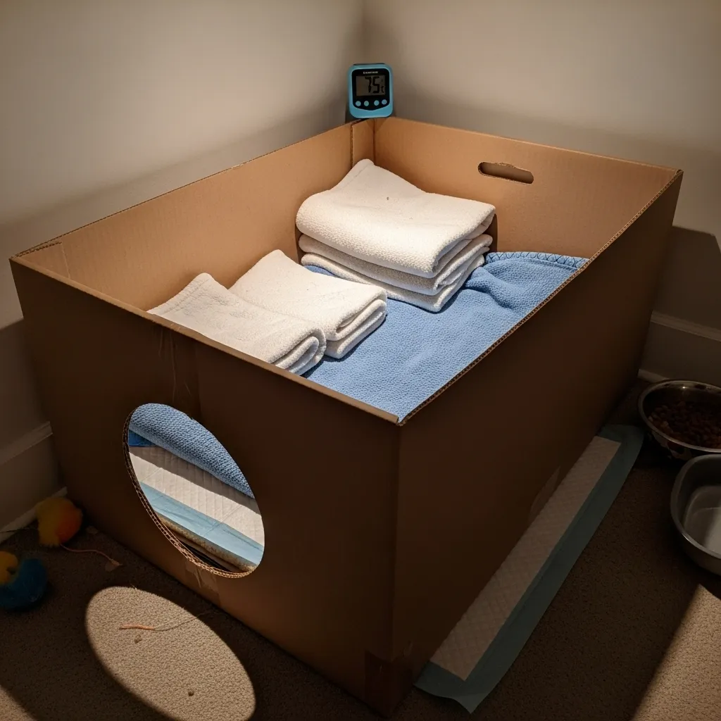 How to set up nesting box for pregnant cat during late pregnancy