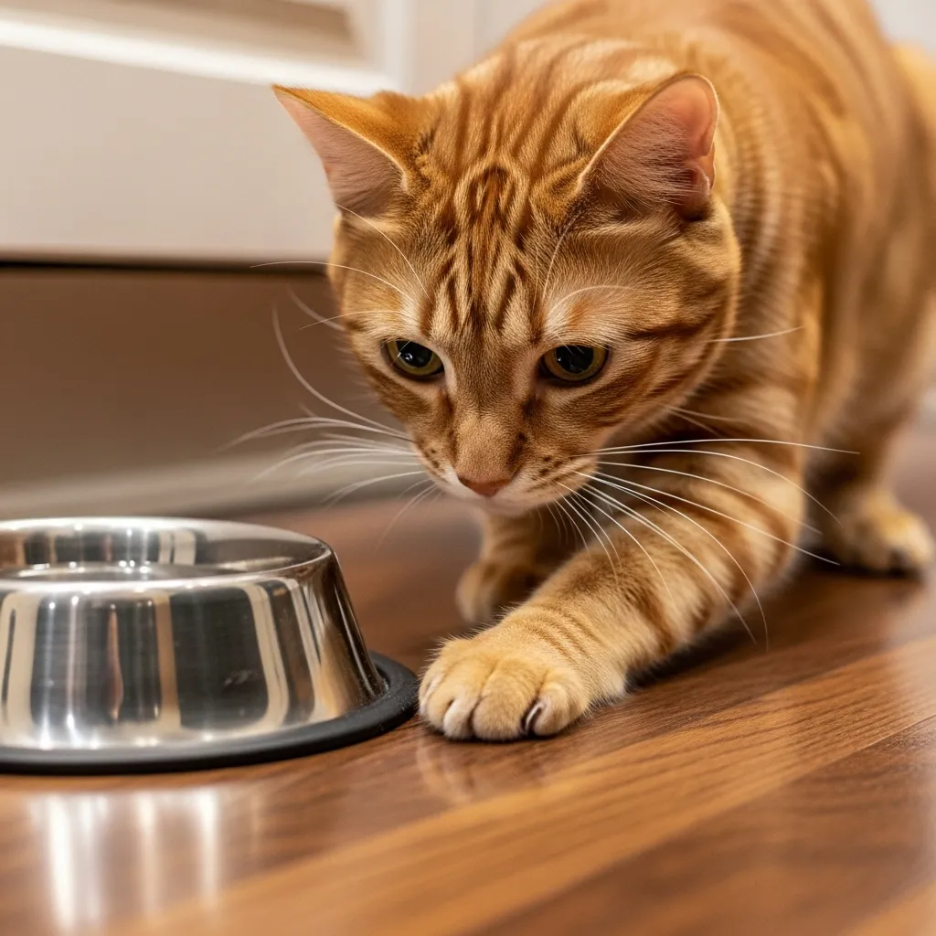Cat scratching floor before drinking water – common feline instinct in action