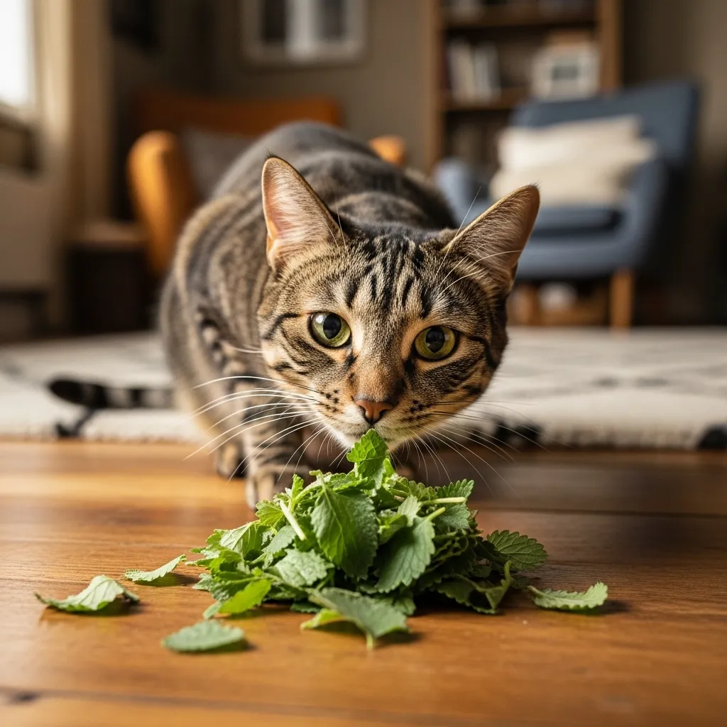 Curious cat sniffing catnip but looking confused – why your cat may not like catnip