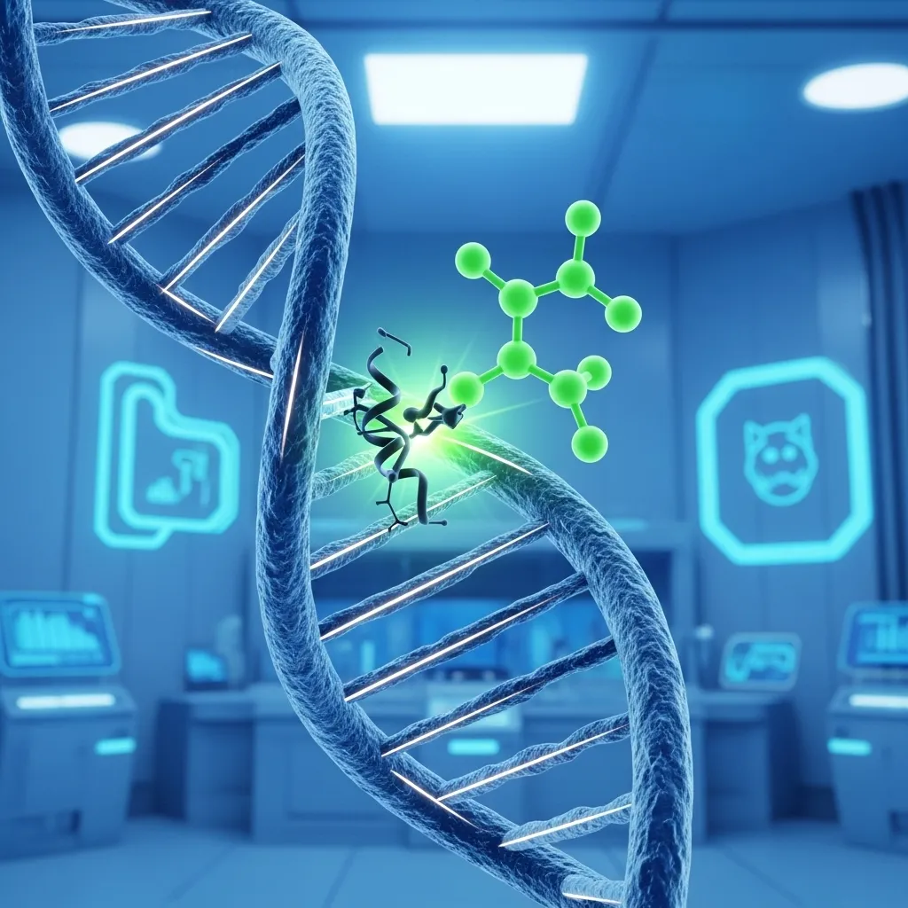 Catnip gene in cats – DNA illustration showing nepetalactone receptor binding