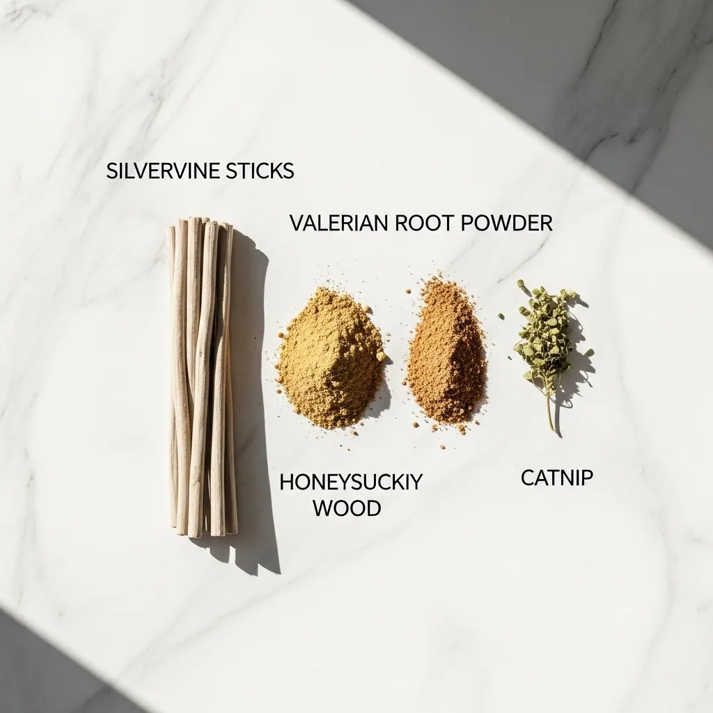 Catnip substitutes – silvervine, valerian root, honeysuckle wood comparison