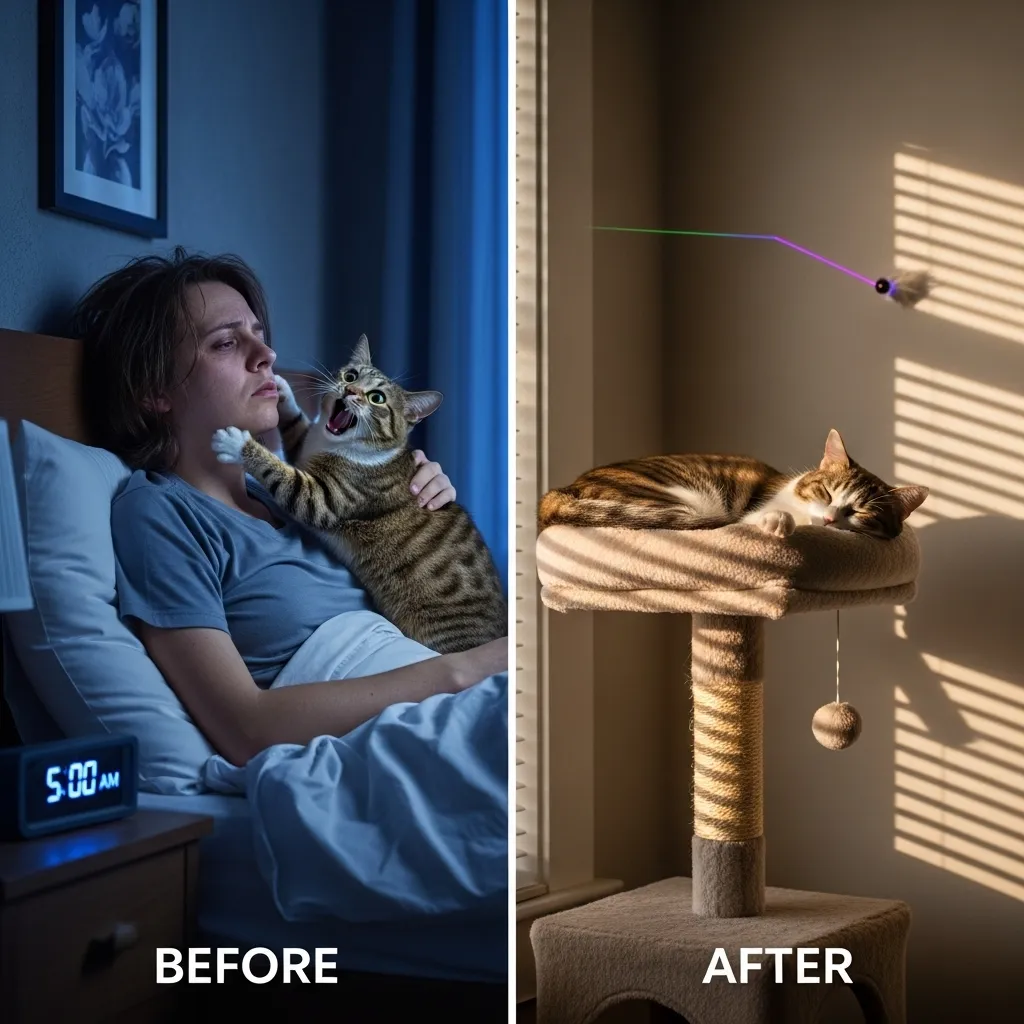 Cat playtime and exercise stops morning meows - 15 minute evening routine transforms cat behavior