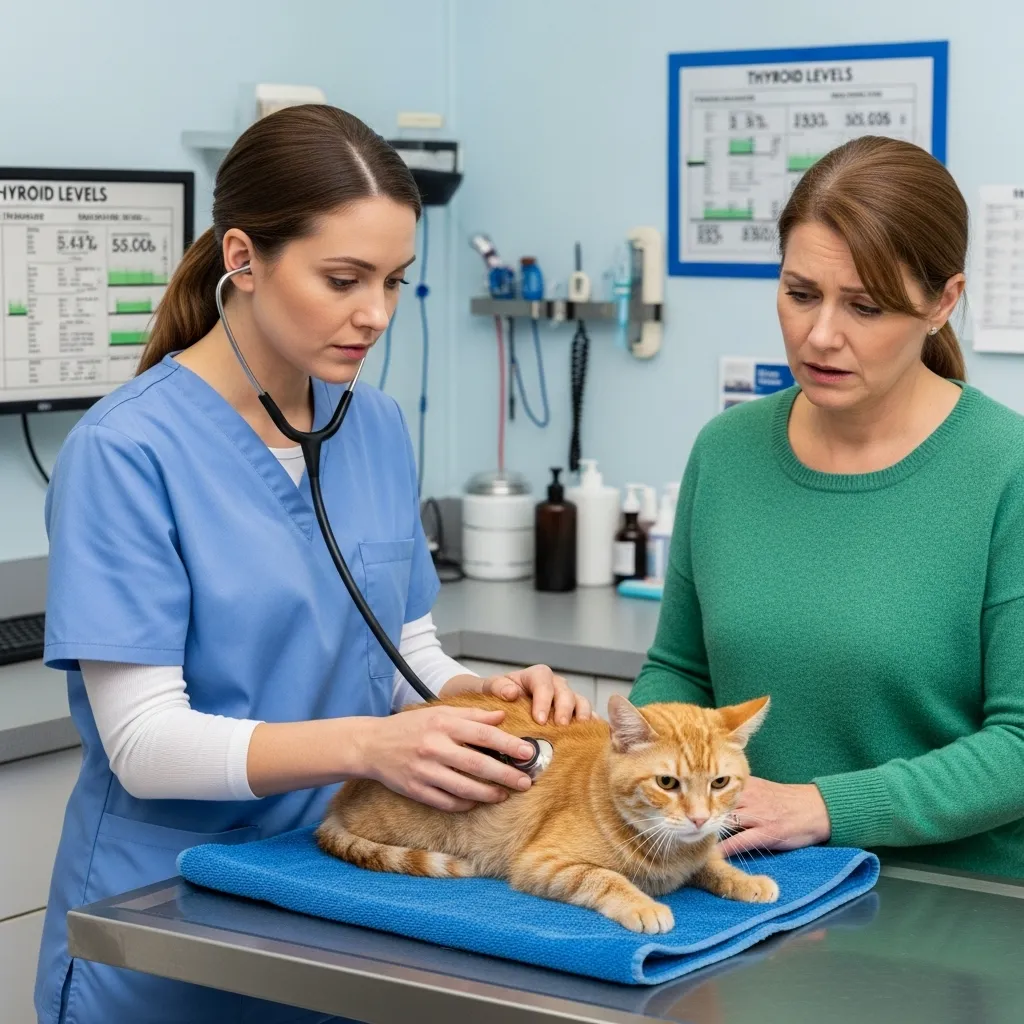 When to consult a vet about cat meowing - senior cat thyroid exam