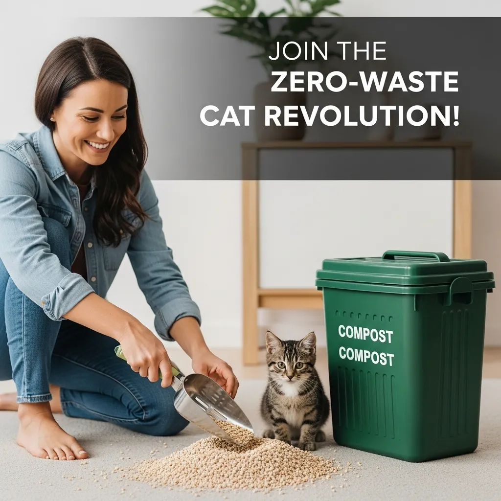 Eco-conscious cat owner using sustainable cat litter alternative – zero waste 2025