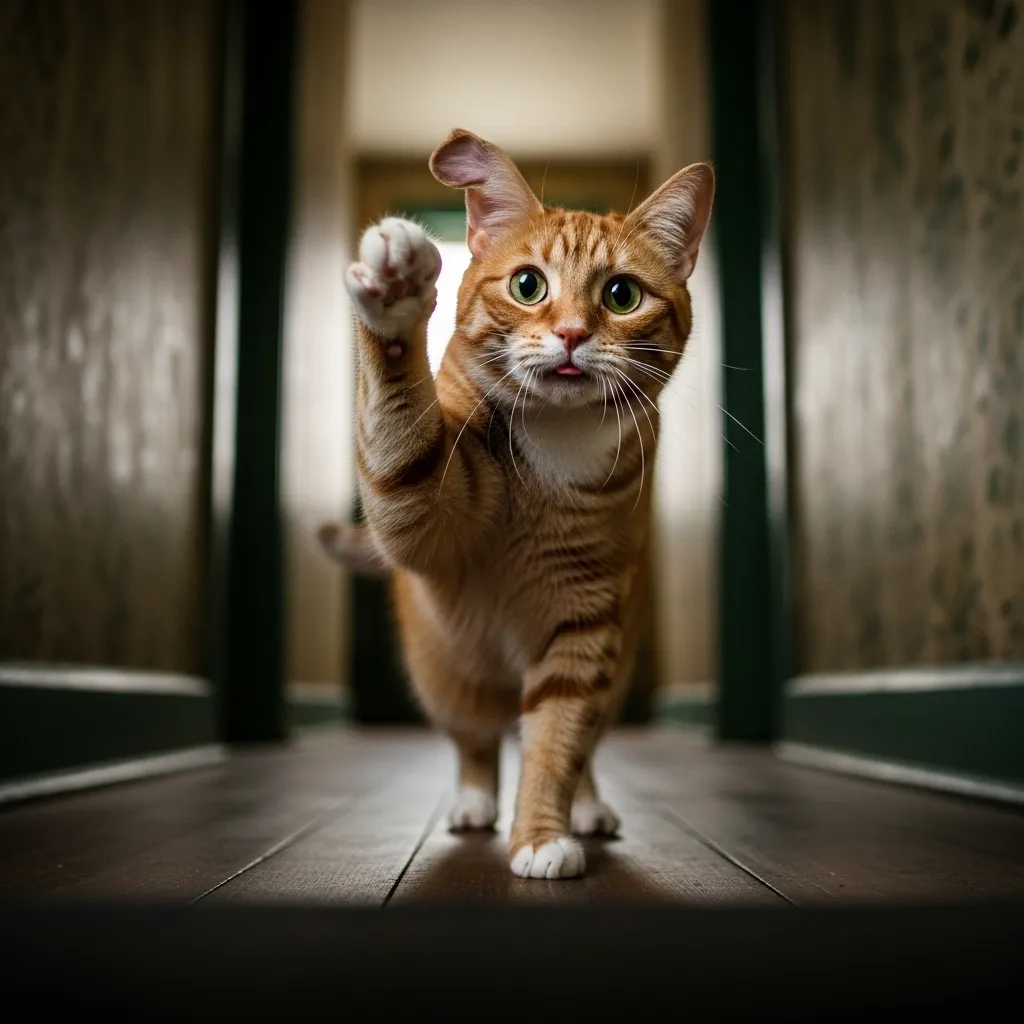 Blind cat high-stepping and freezing – classic sign of poor vision in cats