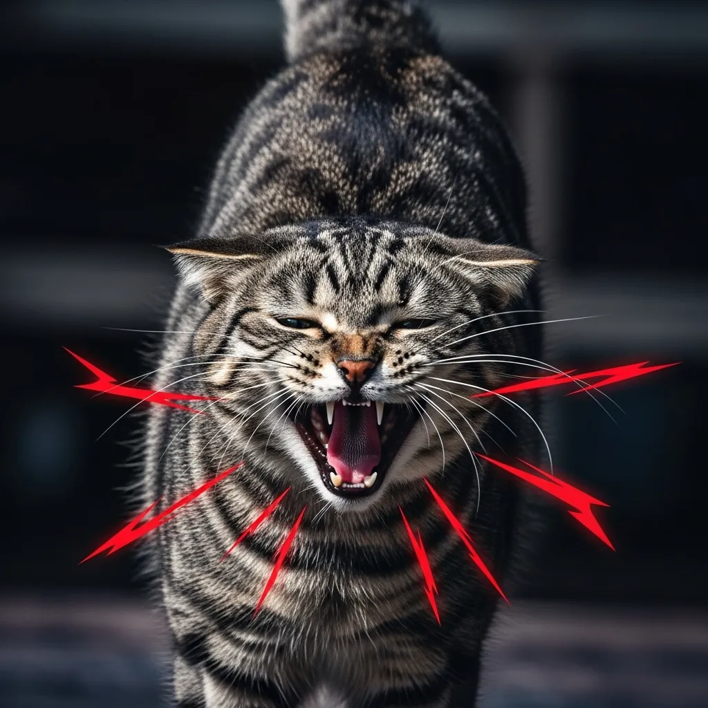 How Many Sounds Can a Cat Make 6 Cat hissing with warning lines – understanding hissing and growling in cats