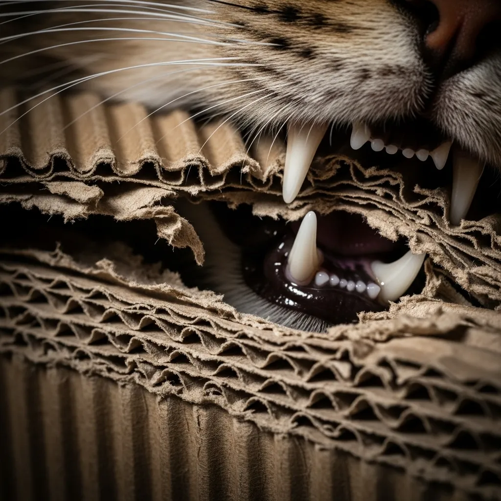 Why Does My Cat Chew Cardboard 2 Cat biting corrugated cardboard β mimicking predatory instincts