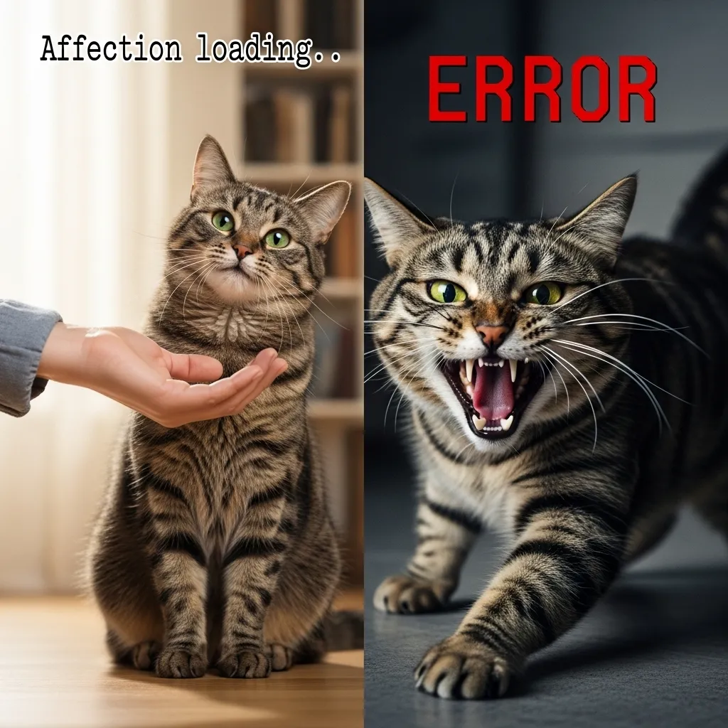 Cat love bite meme – from cuddly to chomp in 0.2 seconds, funny cat behavior