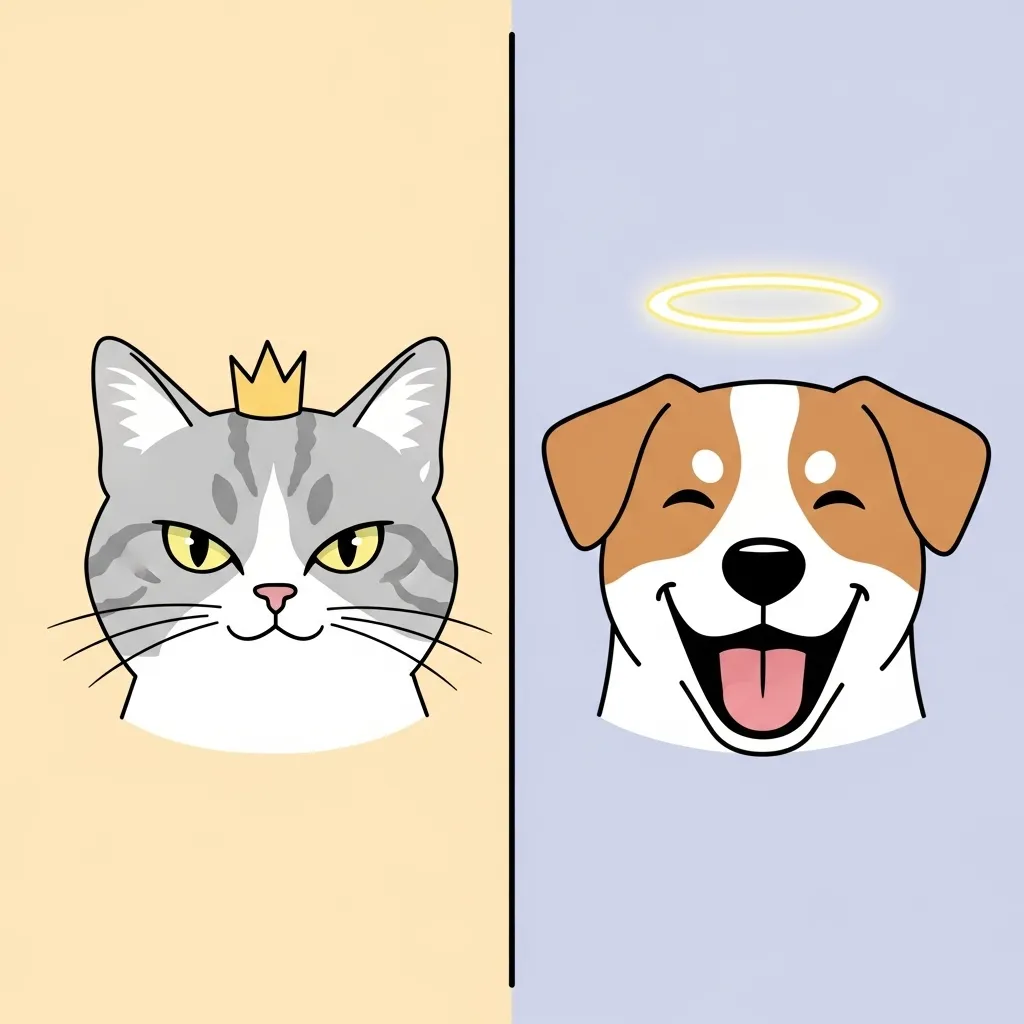 Cat vs dog personality comparison – cat as queen, dog as angel – perfect for pet lover memes