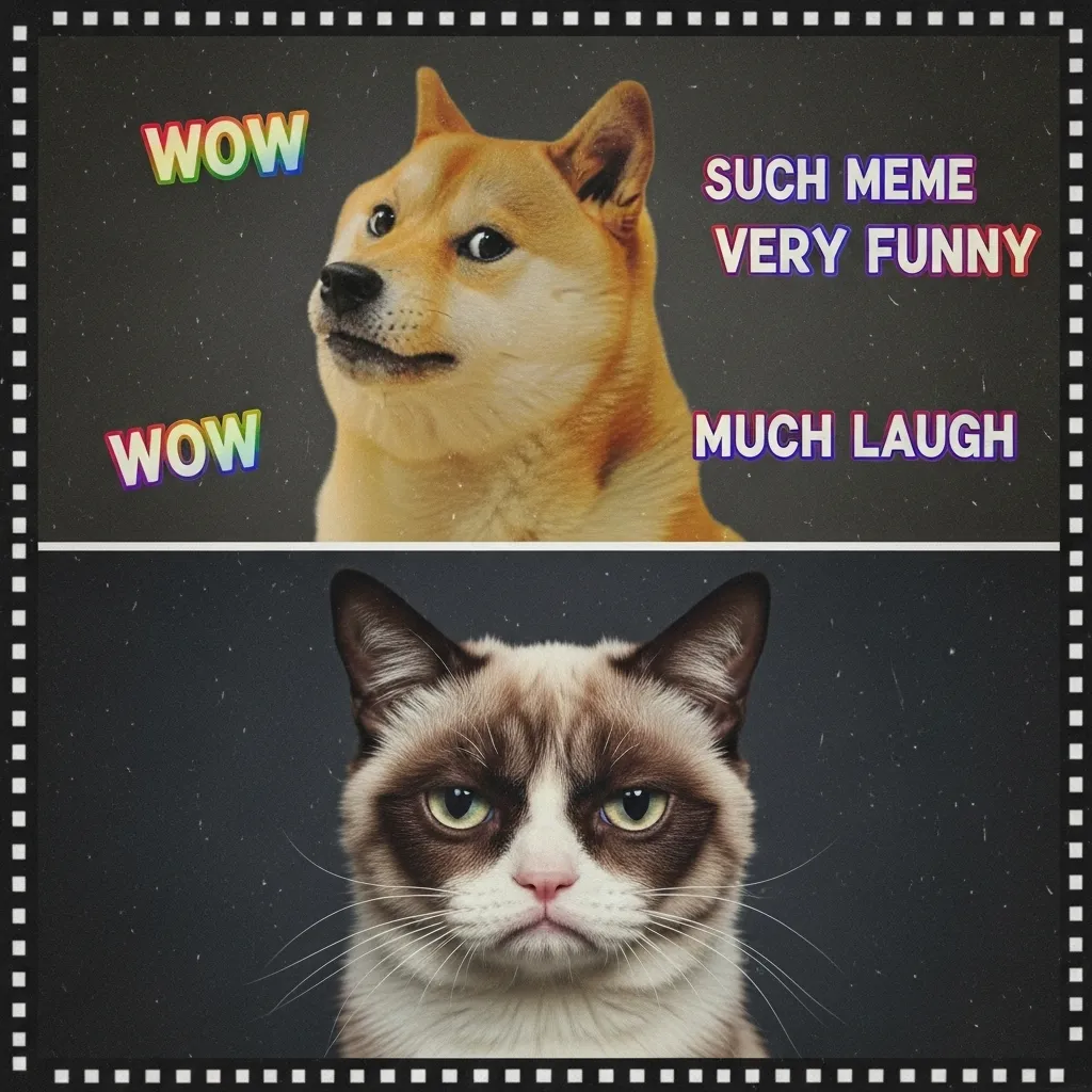 Classic Doge vs Grumpy Cat meme – early internet pet wars from 2013