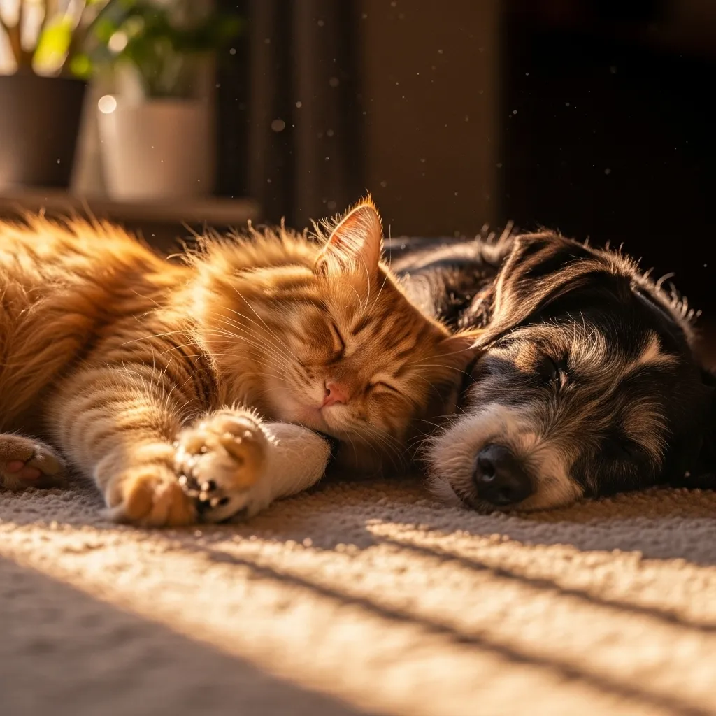 Cute cat and dog friendship meme – rivals turned besties