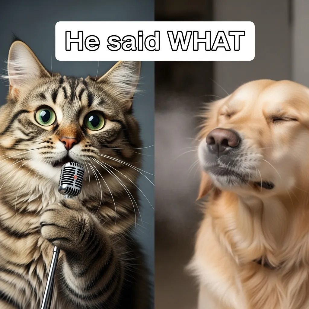 Trending 2025 dog vs cat TikTok meme – cat narrates dog sneeze