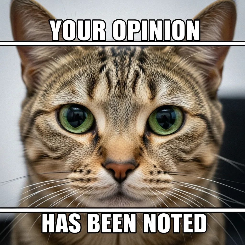 Cat Attitude Memes 6 DIY cat attitude meme template with sassy caption โ ready to customize ๐ธ