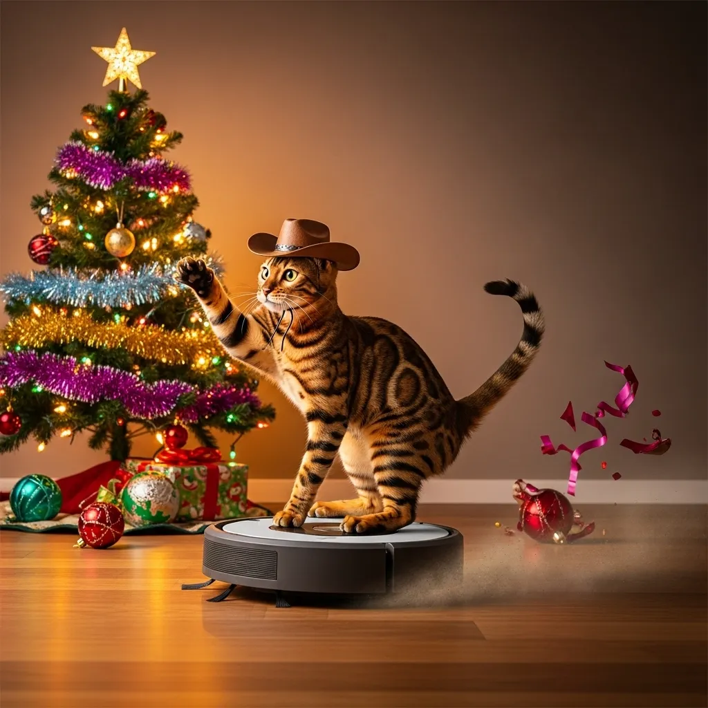 viral funny cat video of Bengal riding Roomba – real hilarious cat moment turned TikTok cat meme