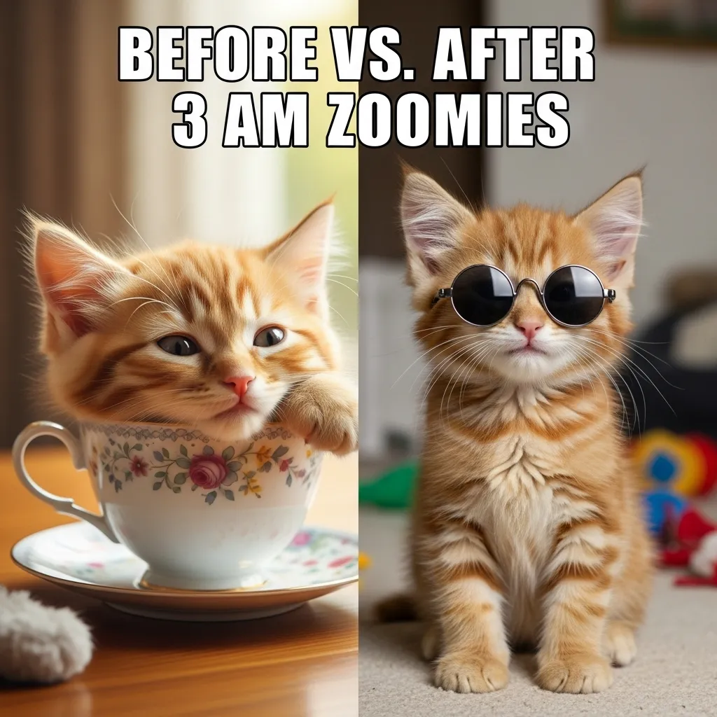 Cute vs sassy cat meme split – adorable kitten turns savage
