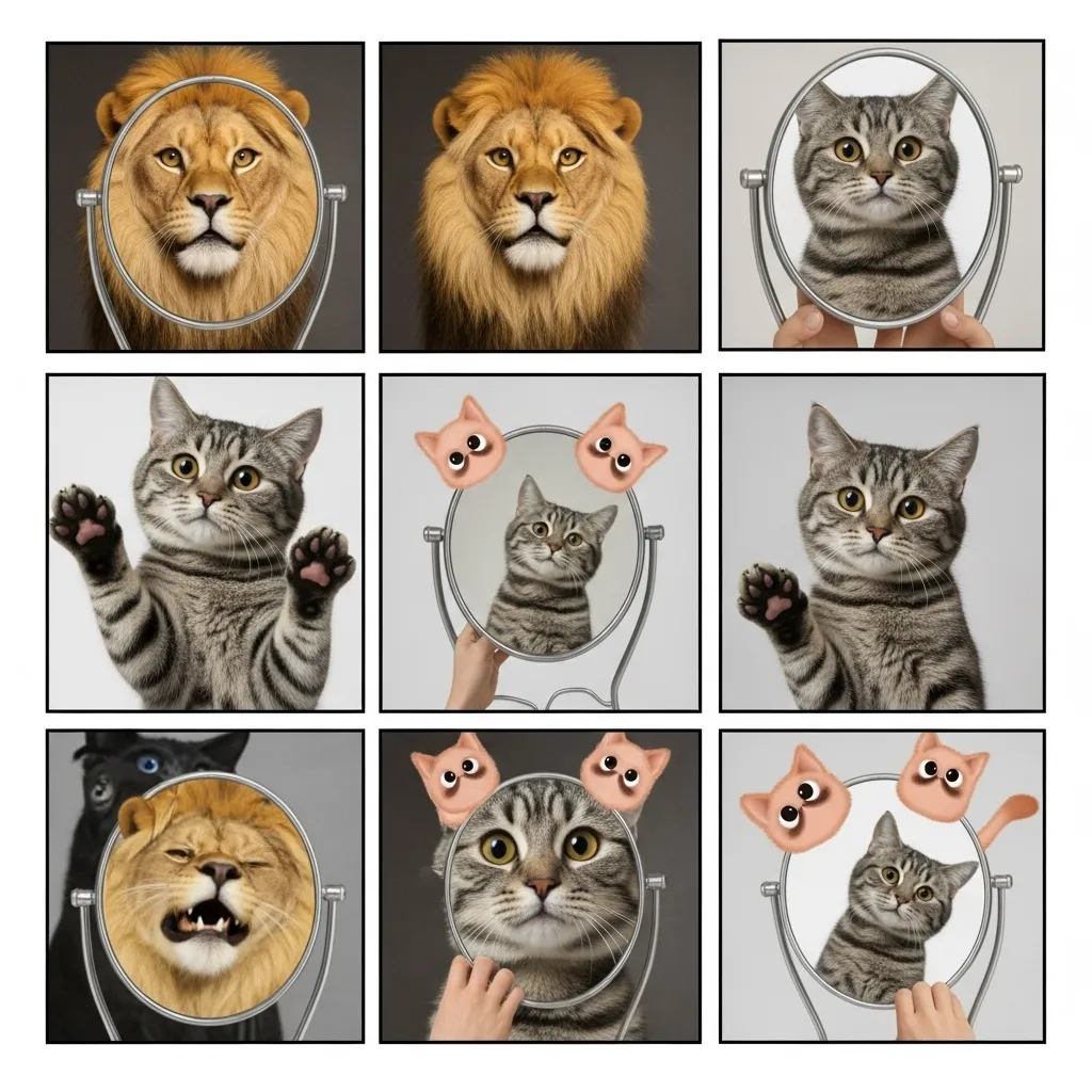 “kitten mirror meme age chart – when cats stop reacting to reflection