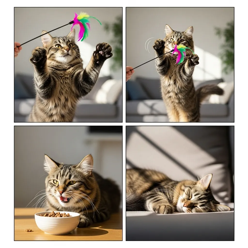 cat play behavior – 10-minute hunt-catch-eat routine that stops knocking