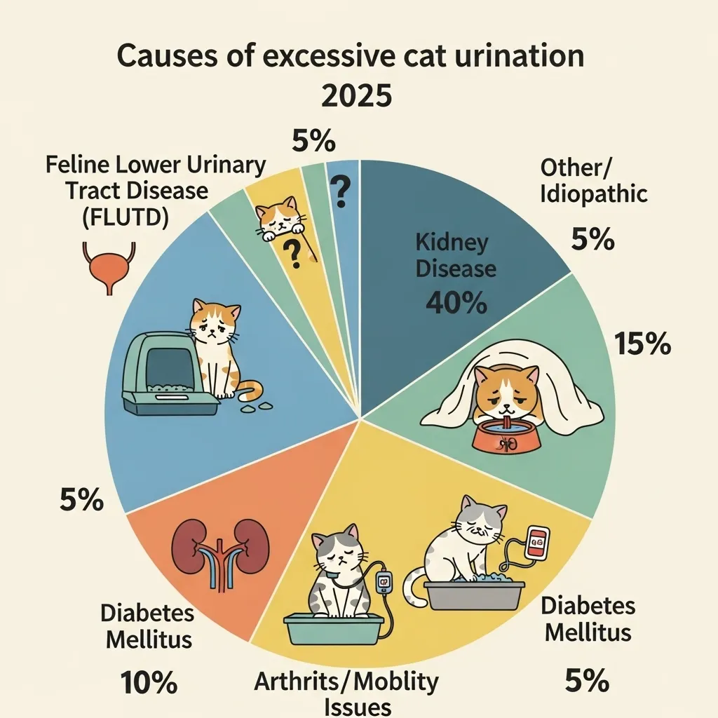 Top 8 causes of cat peeing too much – diabetes 35%, CKD 28% (vet-verified data)