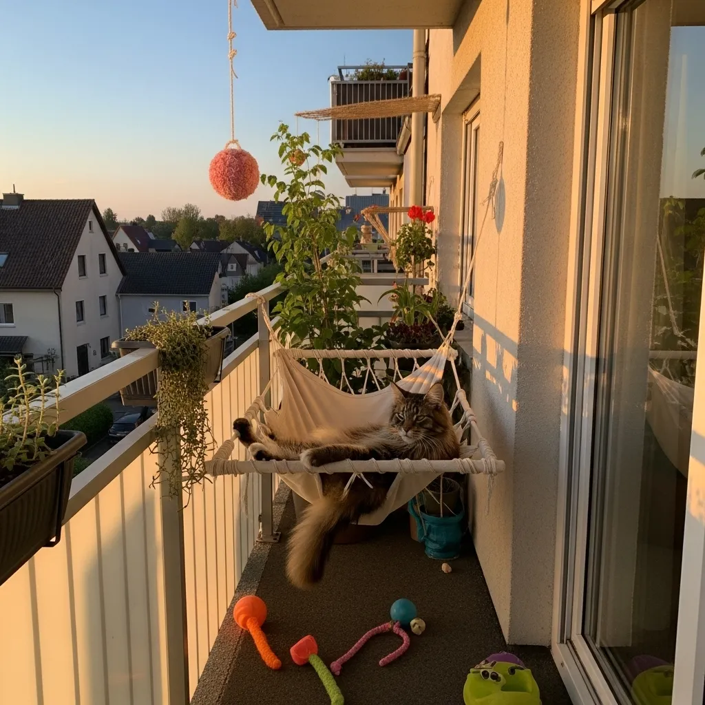 Enriched cat environment with catio to reduce stress-related biting