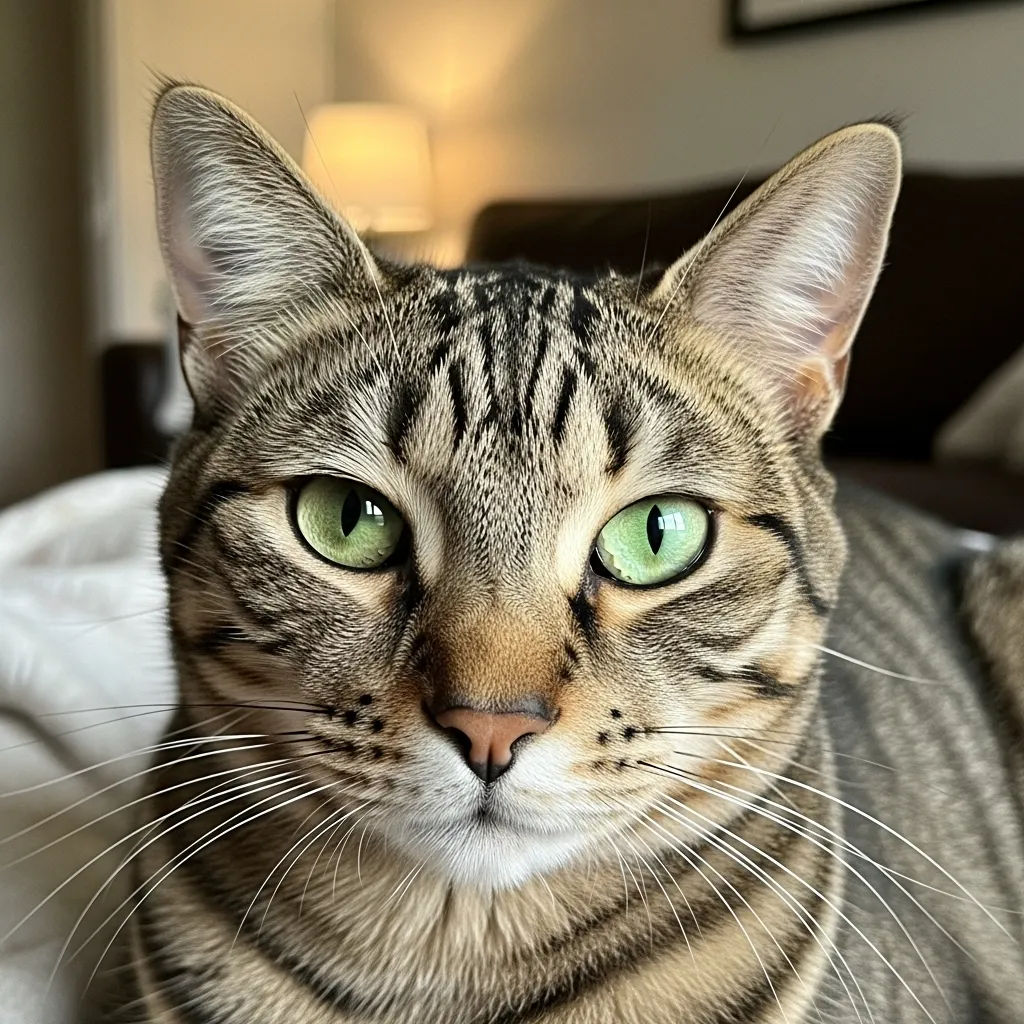 Cat Stare at owner with relaxed expression showing affection