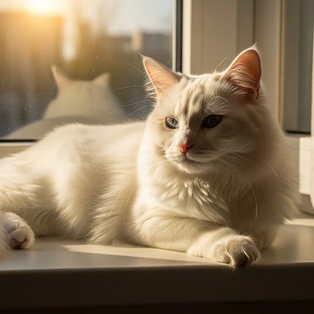 Cat in sunlight showing how environmental factors enhance natural cat smell and hygiene.