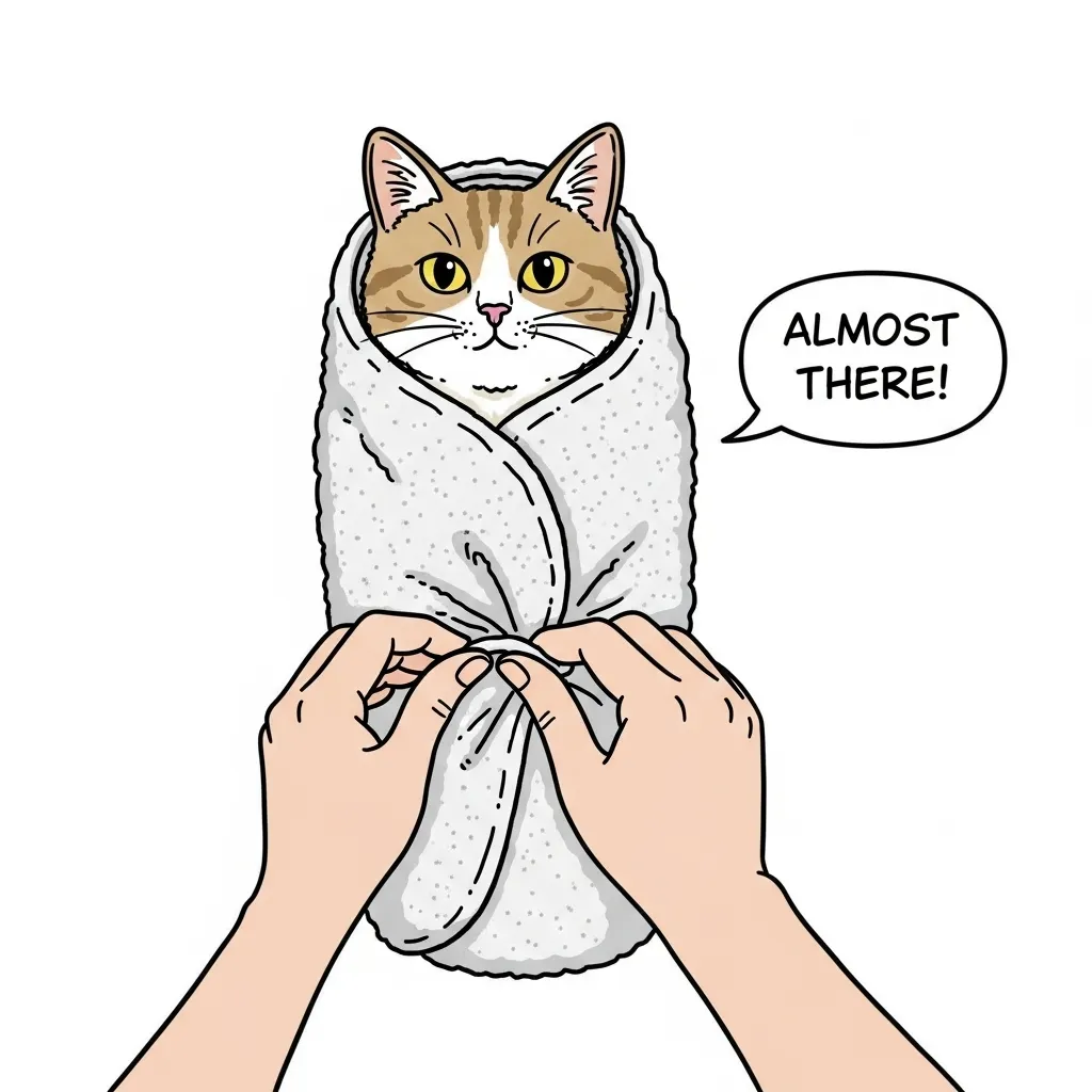 Stress-free cat carrier entry – the burrito method in 60 seconds.