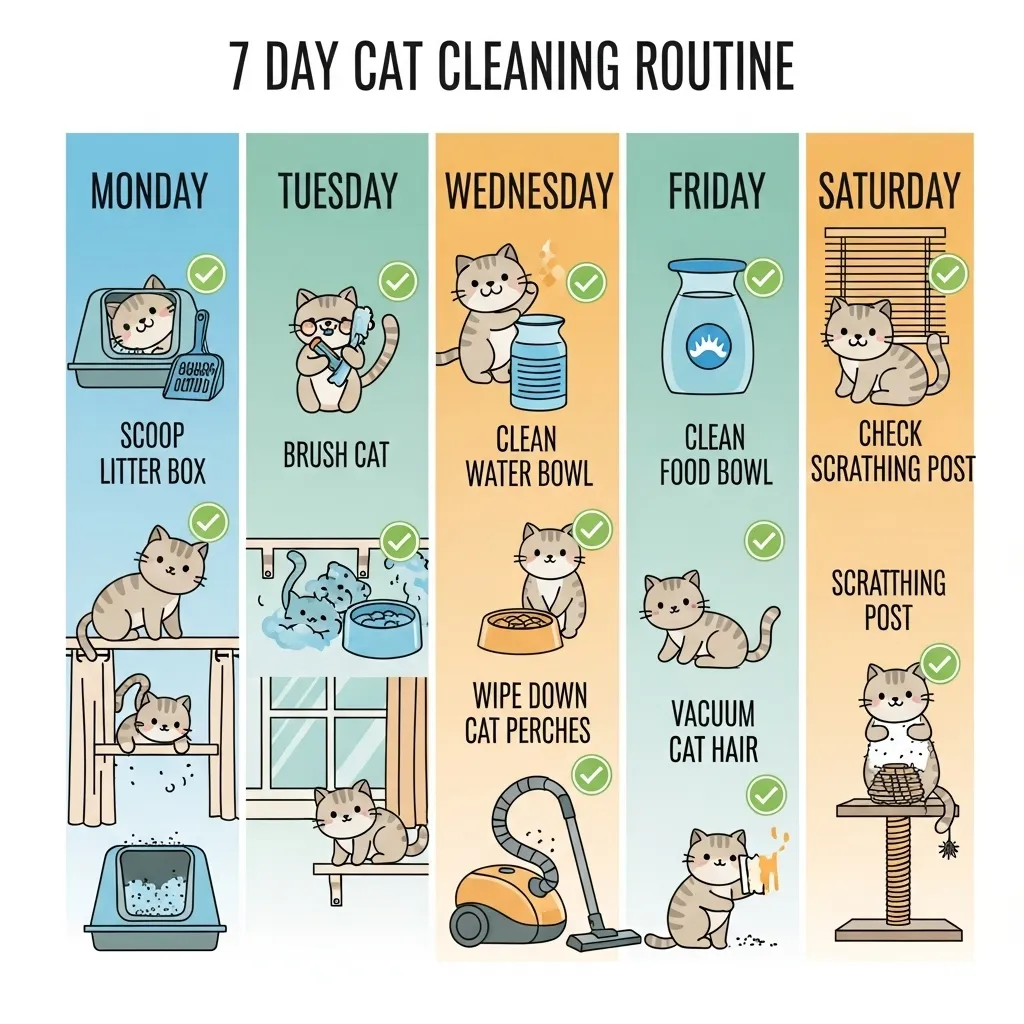 7-day cat hygiene maintenance routine to prevent cat poop smell and keep feline fresh