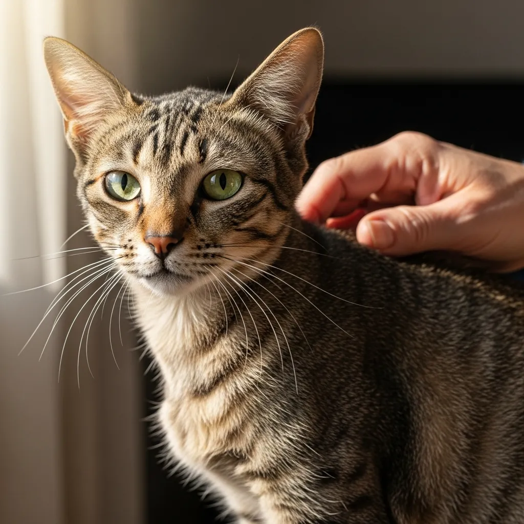  underweight older cat showing visible ribs and spine
