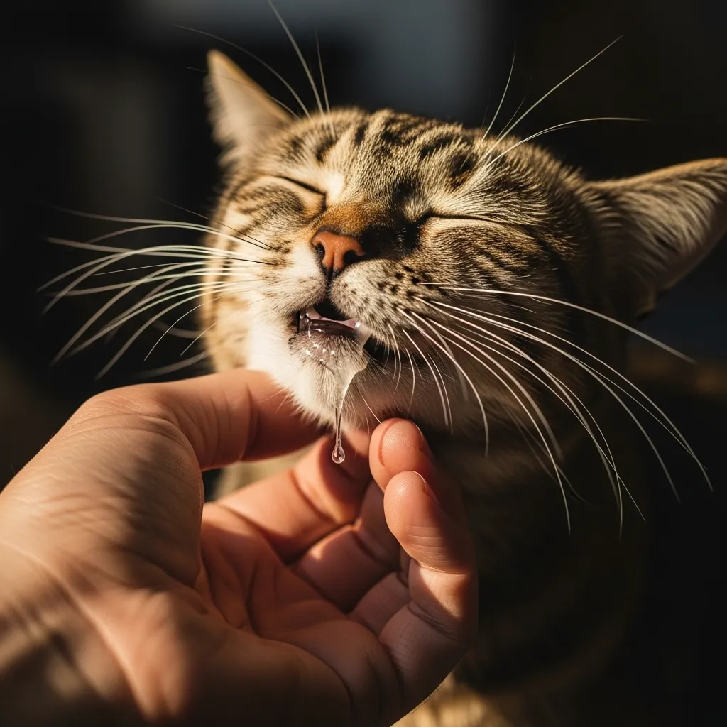 Cat drooling as a sign of trust and affection during bonding moment