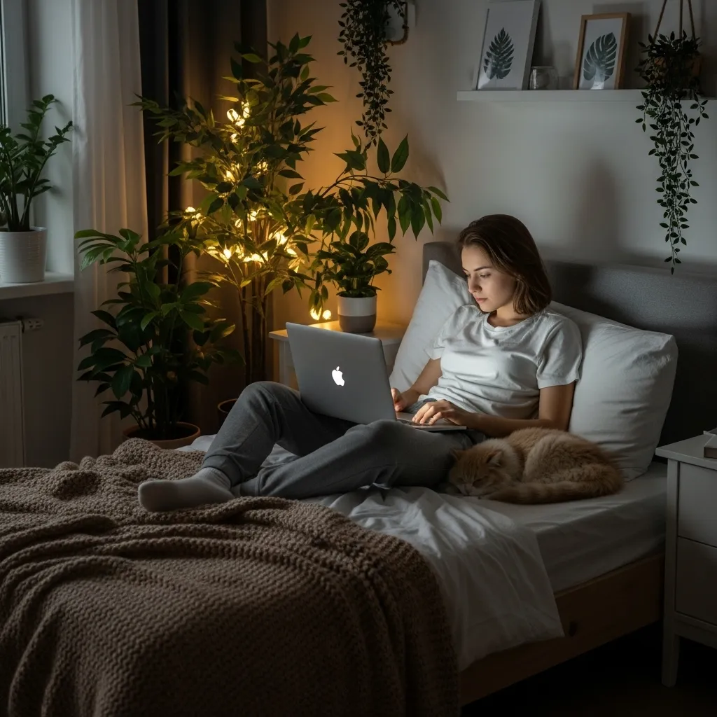 Modern cat owner with cat sleeping on pillow – 2025 trend in feline companionship