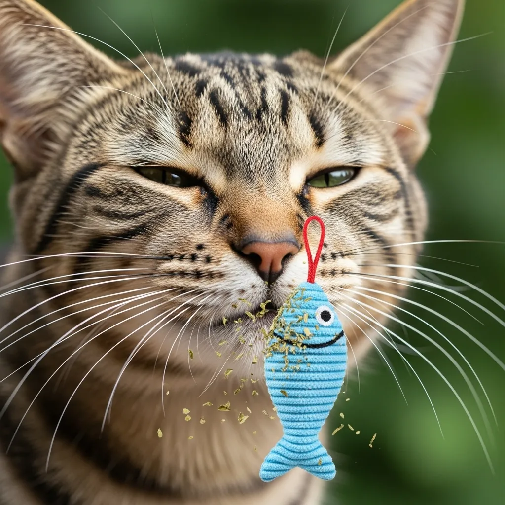 Natural cat anxiety remedy – cat enjoying catnip toy