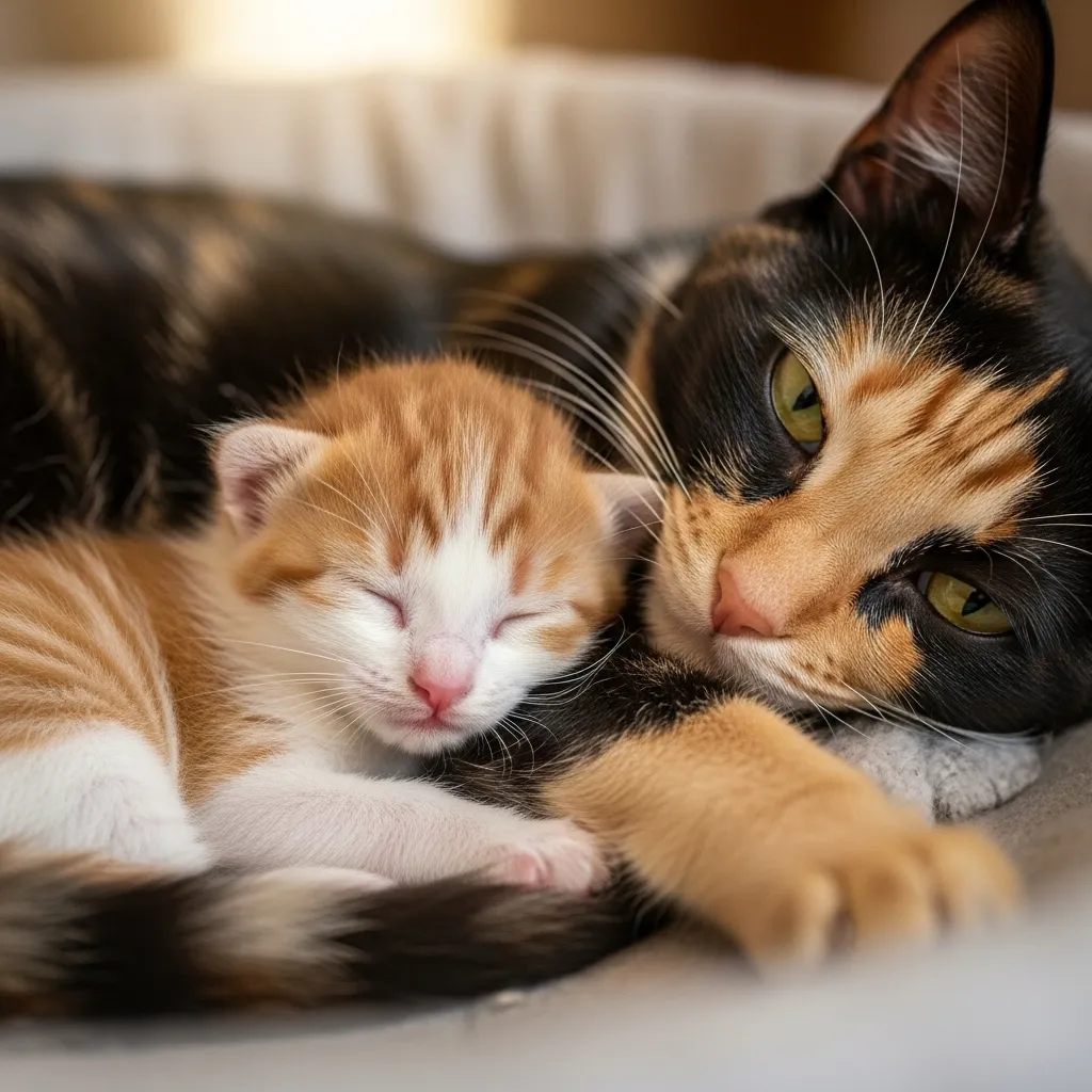 Newborn kitten at 10 days old showing early whisker bud development – first stage of cat whisker growth
