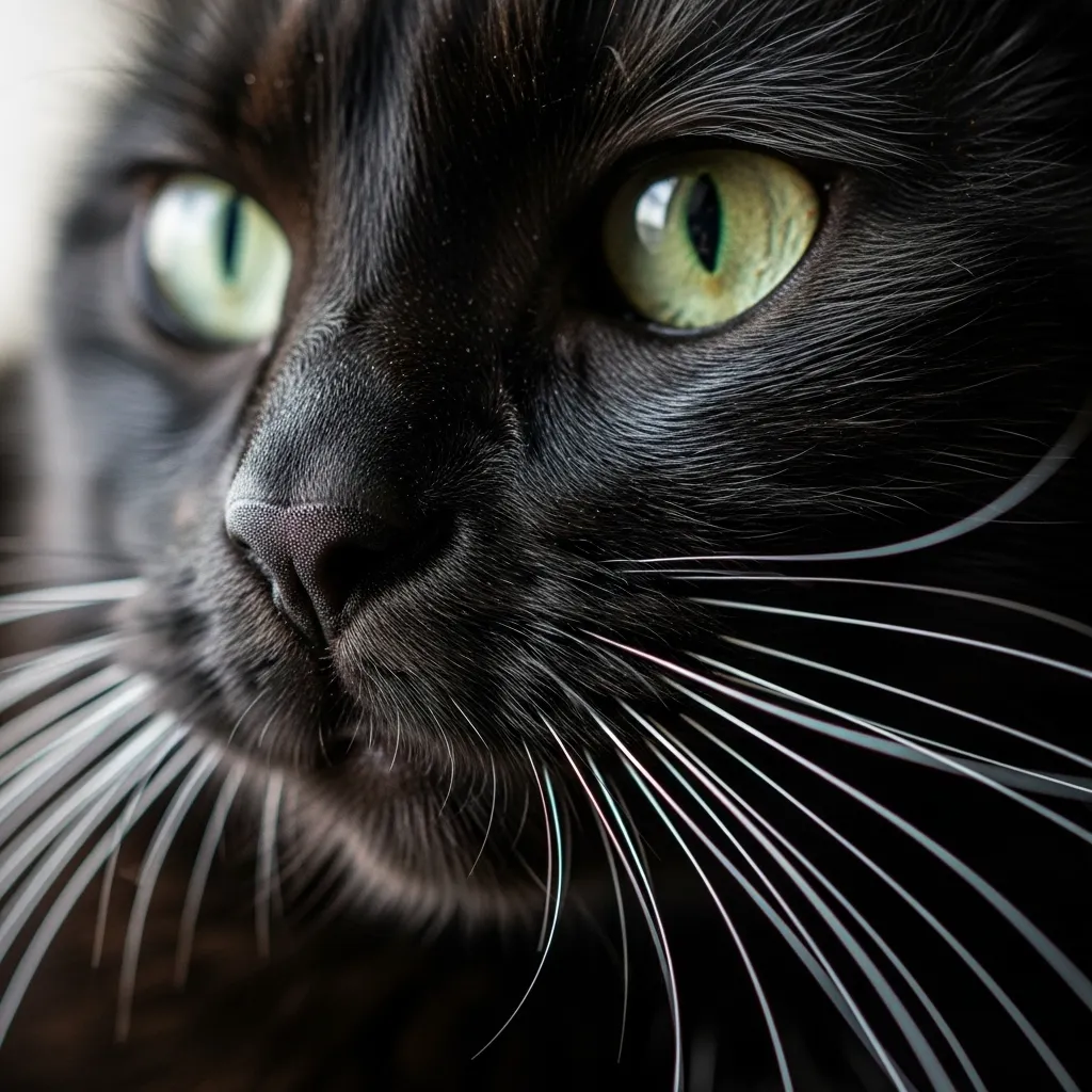  Close-up of cat whiskers showing sensory vibrissae in action – key to feline navigation and emotion reading