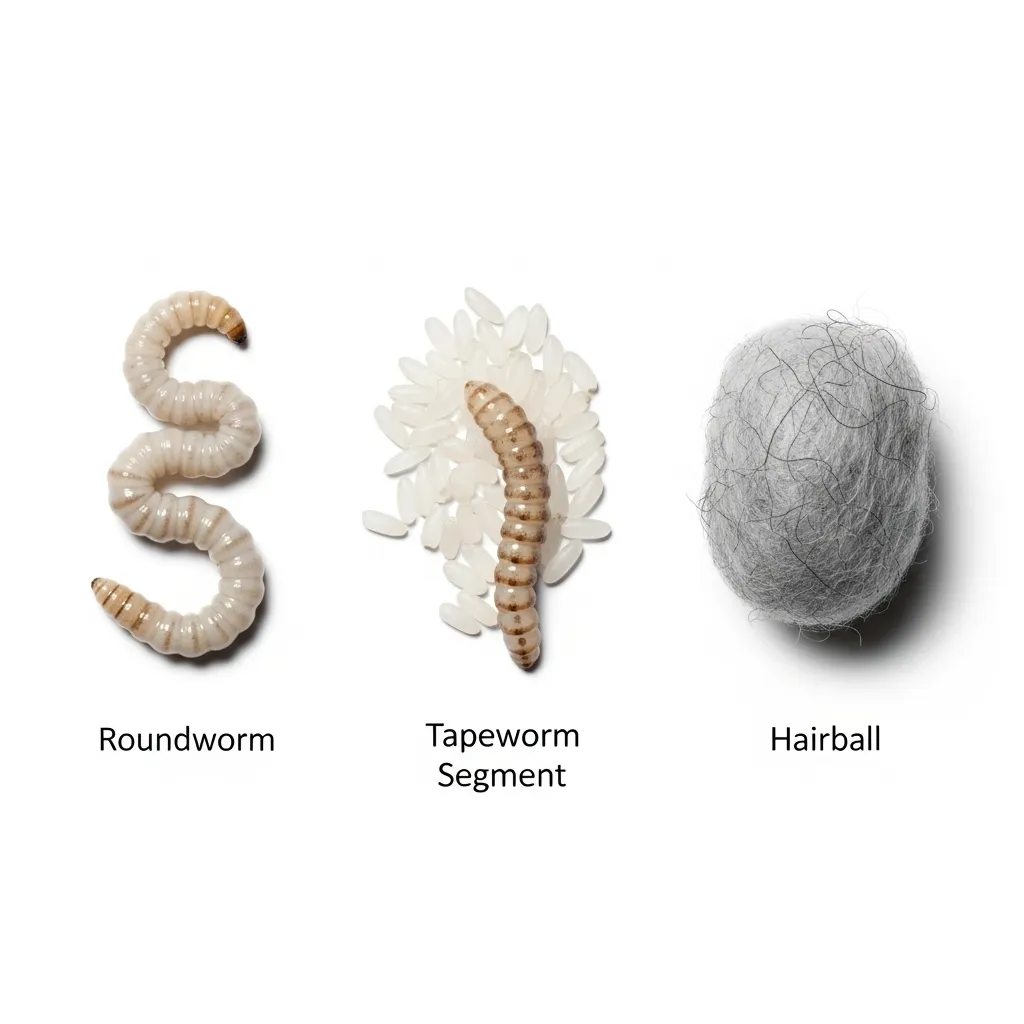 Visual guide: worms in cat vomit vs hairballs – roundworms vs tapeworms in cats