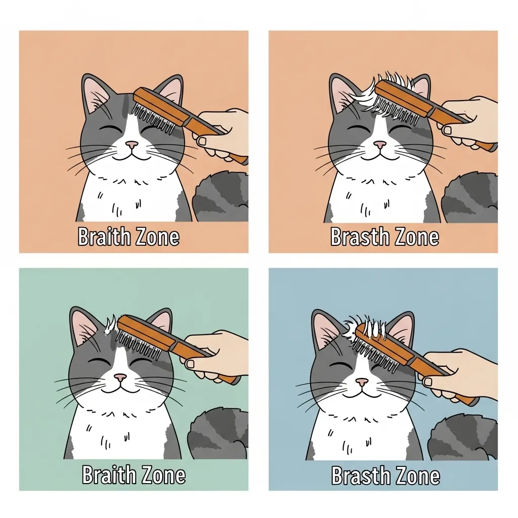 How to brush your cat – safe grooming zones and techniques.