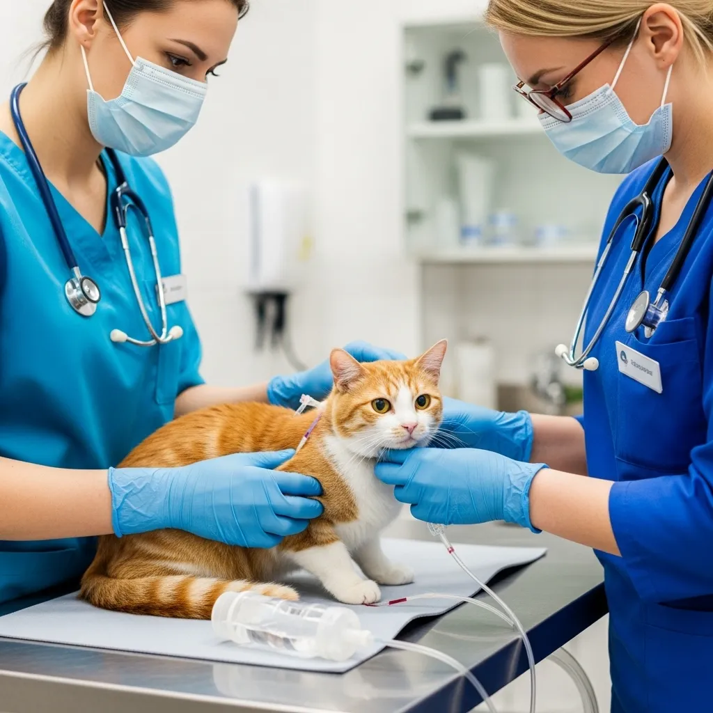 Veterinary treatment for severe dehydration in cats