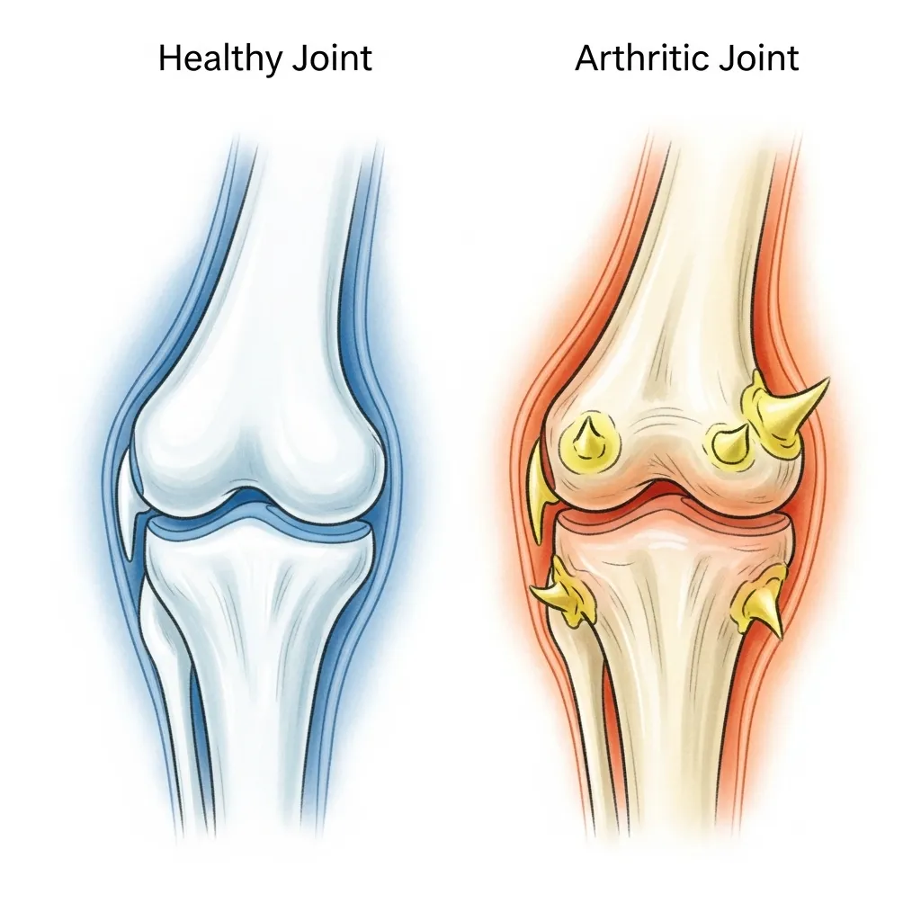 Healthy vs arthritic cat joint comparison – feline osteoarthritis causes explained