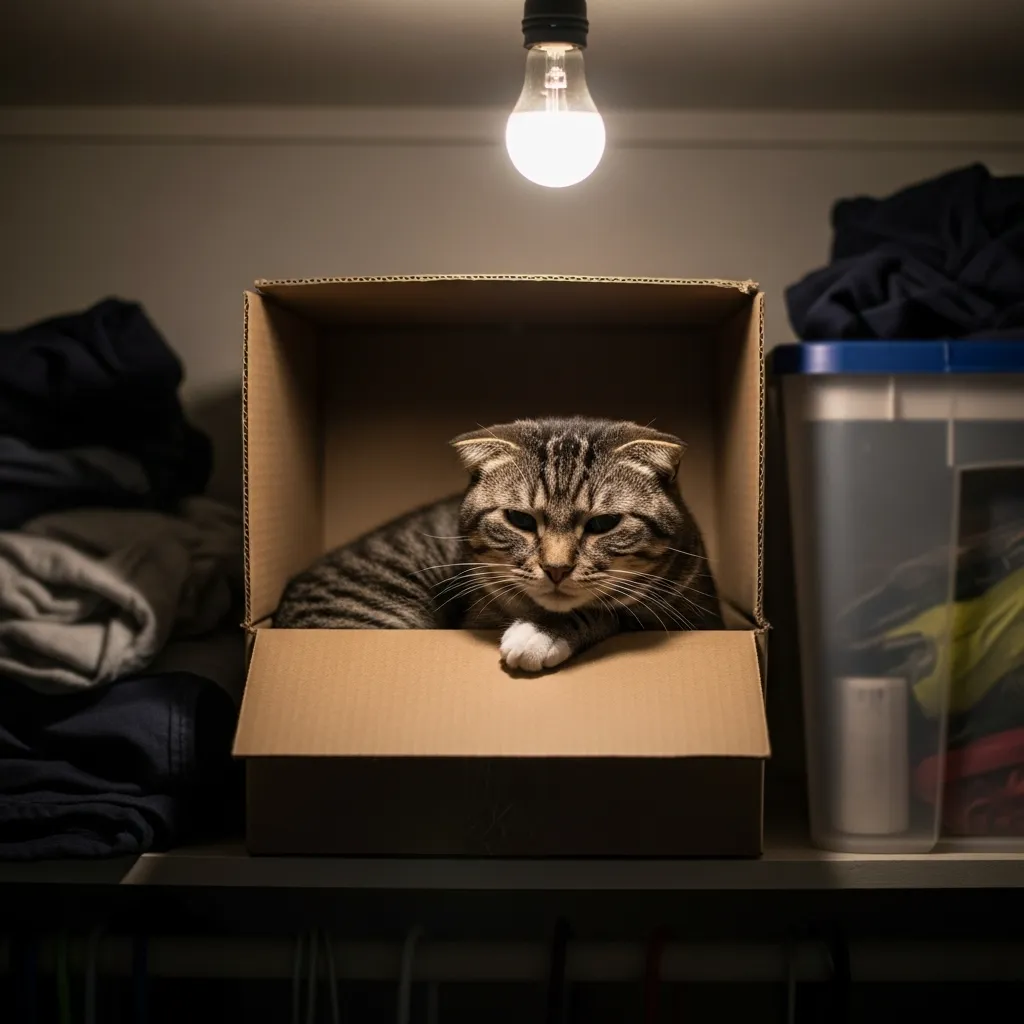 Cat hiding under furniture as a sign of feeling unwell