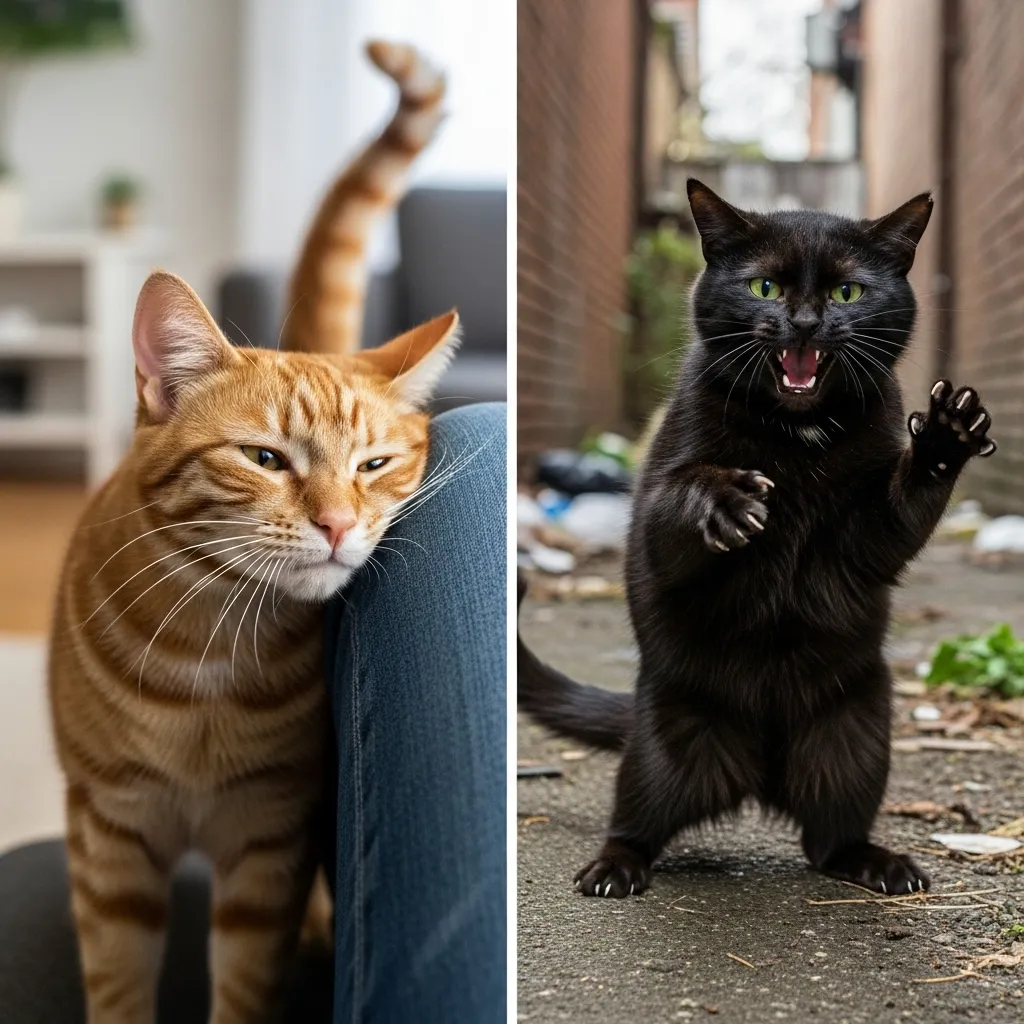  Visual difference between stray and feral cats to guide identification.]