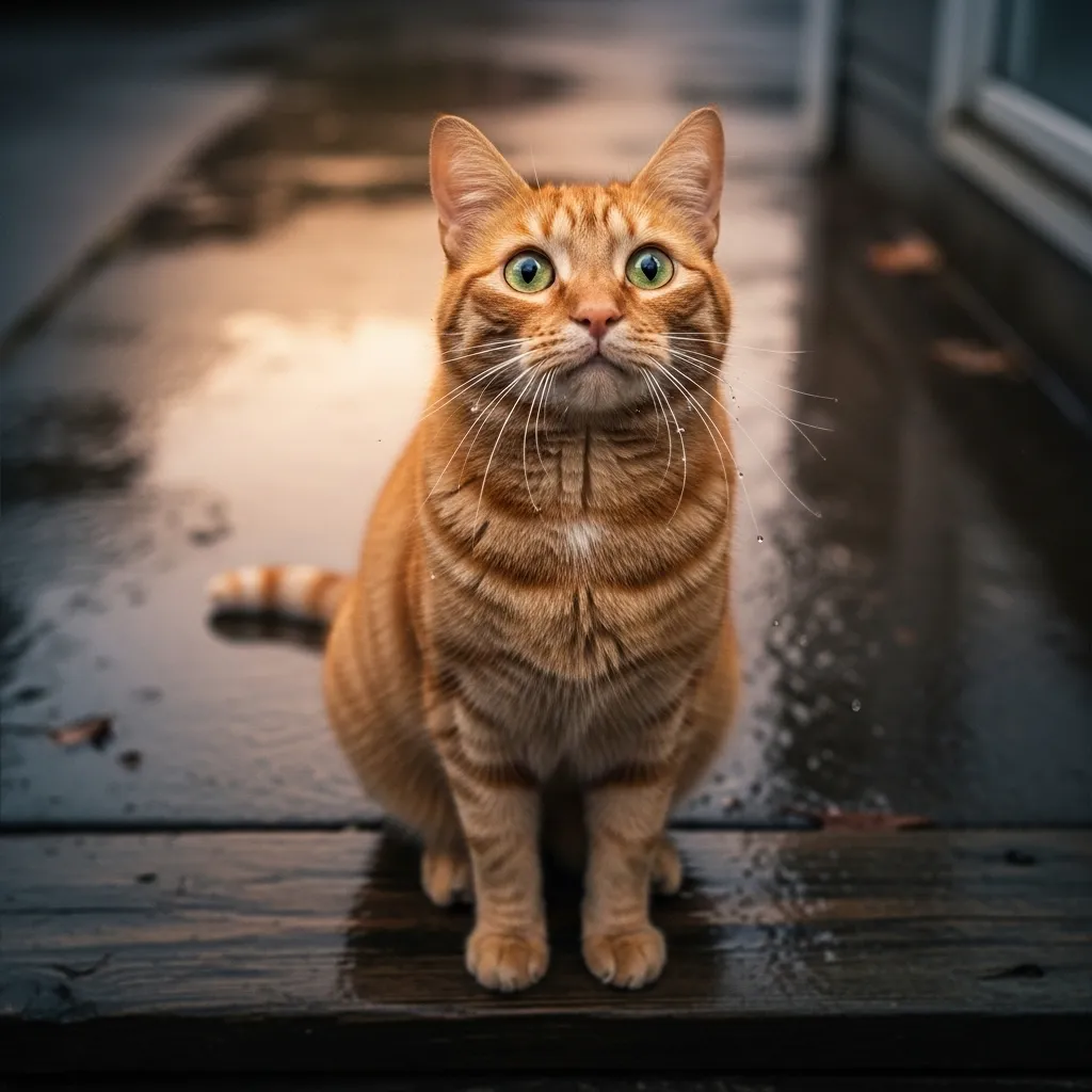 Stray tabby cat waiting at door, illustrating the moment many find a potential pet.