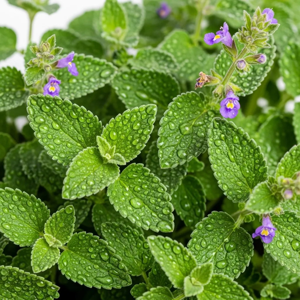 Fresh catnip plant for cats showing vibrant leaves and flowers.