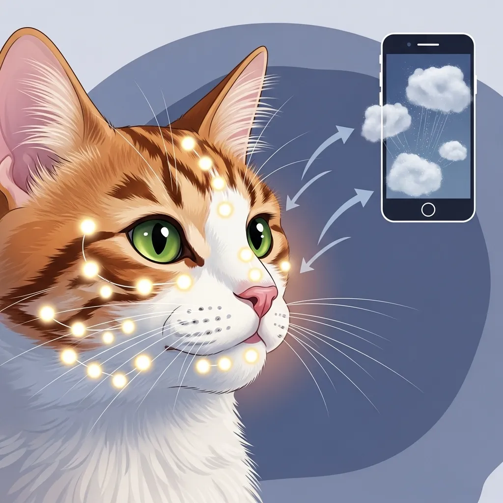 Diagram of cat scent glands used in facial rubbing on phone.