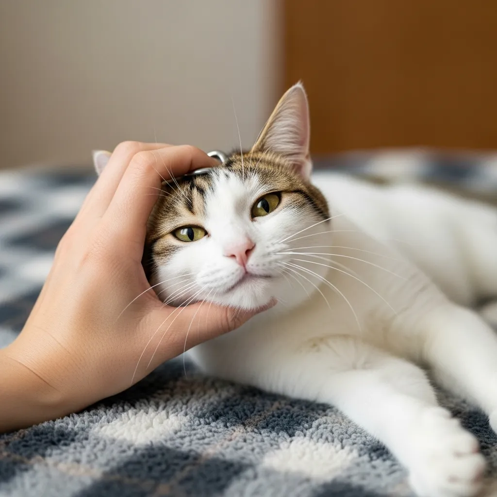  Correct way to respond to your cat’s affectionate stretch – gentle chin scratches reinforce trust