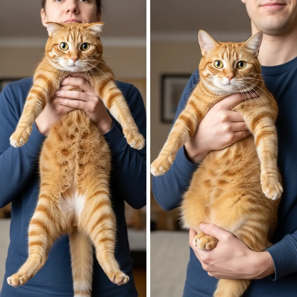 Why Does My Cat Meow When I Pick Her Up 3 Correct vs incorrect way to pick up a cat – support the hindquarters to reduce stress meows
