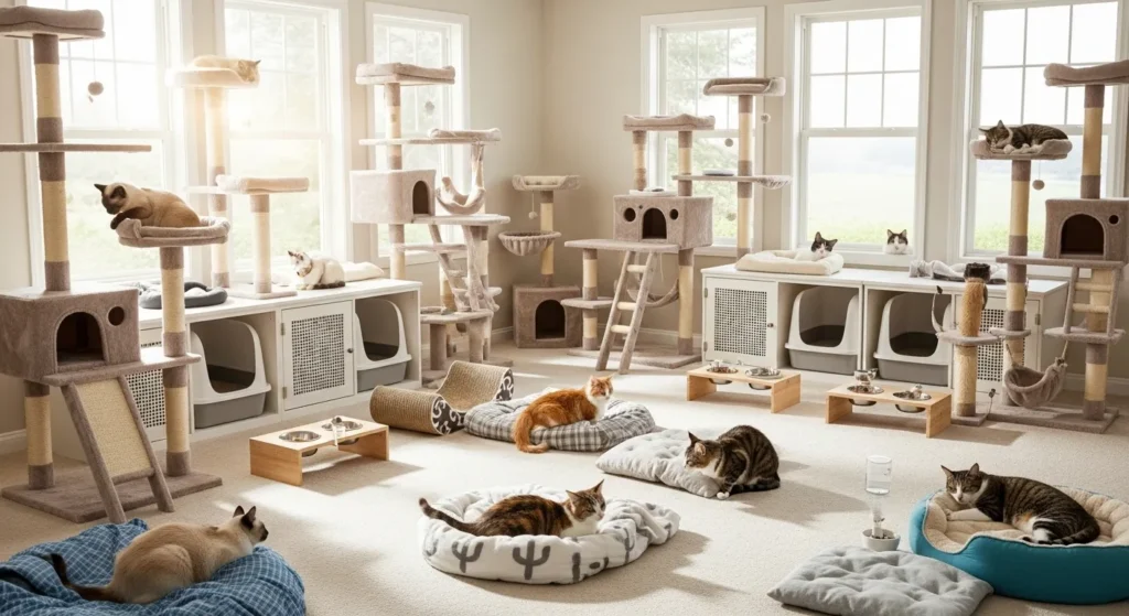 Reducing cat aggression in multi-cat homes starts with plenty of resources