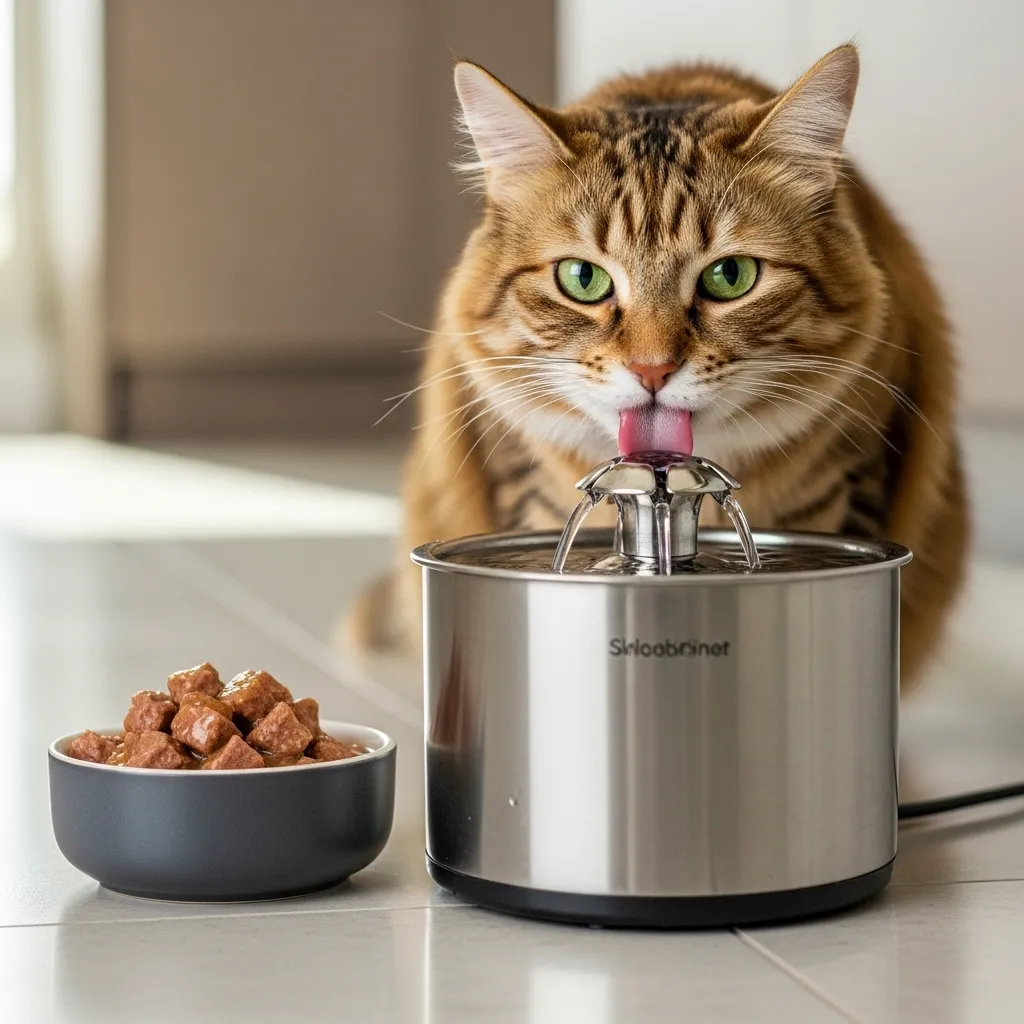  Cat drinking from fountain – essential for urinary tract health and preventing UTIs