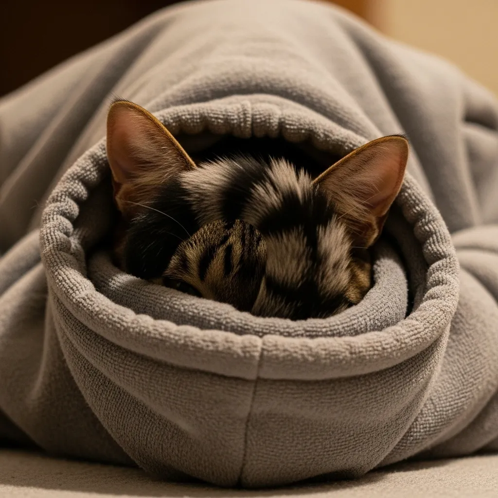 Old sweater turned into the ultimate cozy cat cave – DIY cat bed classic