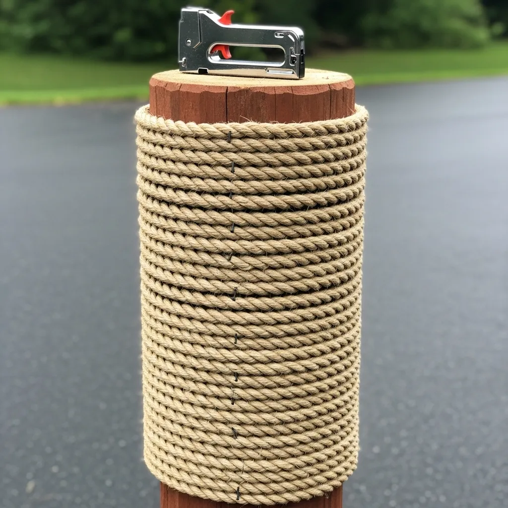 How to wrap sisal rope tightly on a DIY cat scratching post