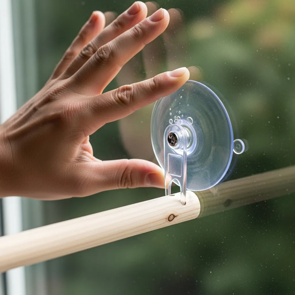  Heavy-duty suction cup installation on window for DIY cat perch